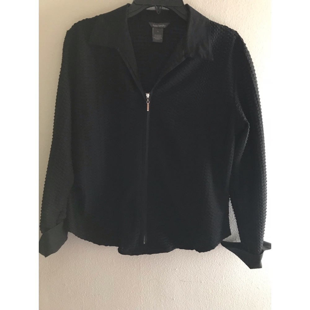 Kate Landry Size L Black Semi Sheer textured top